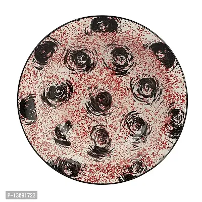 The Decor Lane Ceramic Hand-Painted Pasta Plate | Soup Plate | Snack Plate | Size 7 inch |Microwave Safe, Oven Safe |Set of 2 Plates (Black-Maroon)-thumb2