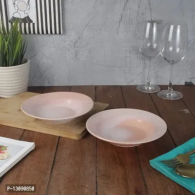 The Decor Lane Ceramic Hand-Painted Pasta Plate| Soup Plate | Snack Plate | Size 7 inch |Microwave Safe, Oven Safe |Set of 2 Plates (Pink)