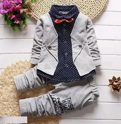 Boyand#39;s Blazer, Shirt, Bow and Pant Suit Set