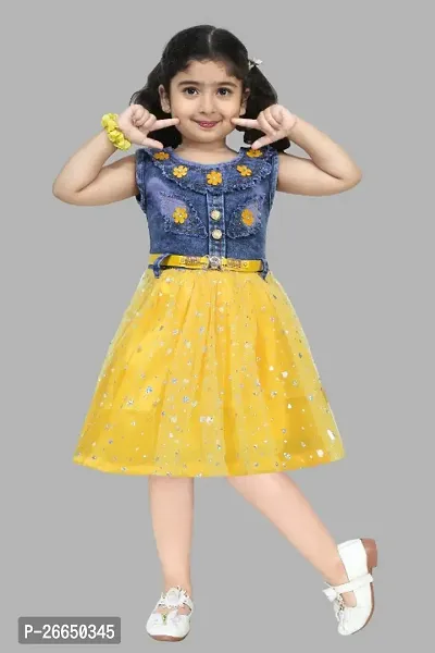 GIRLS KNEE LENGTH PARTY DRESS WITH BELT-thumb0