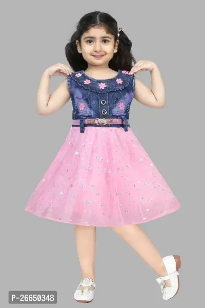 GIRLS KNEE LENGTH PARTY DRESS WITH BELT