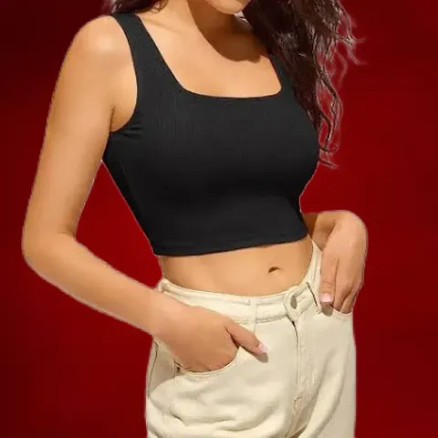 Classic Solid Crop Top for Women's