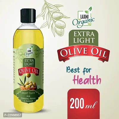 LAXMI ORGANIC Extra light olive oil virgin jaitun ka tel edible  body massage baby for skin hair cooking oil tail 200 ml