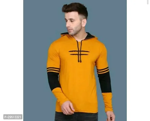 Elegant Orange Cotton Blend Long Sleeves Hooded Tees For Men-thumb0