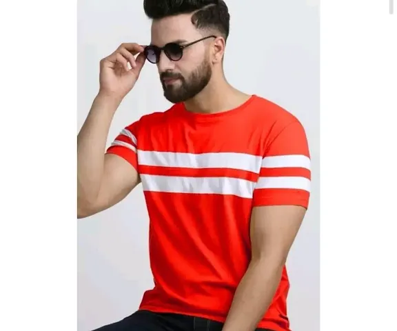 Stylish Retro Blend Striped Round Neck Tees For Men