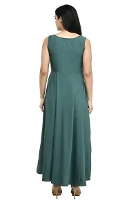 Trendy Green Cotton Embellished Partywear Maxi Dress For Women-thumb1