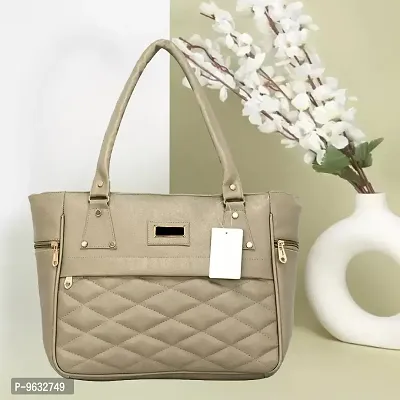 Stylish Beige Pu  Hand Bags For Women-thumb0