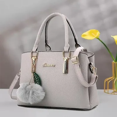 Leather Handbags - Grey