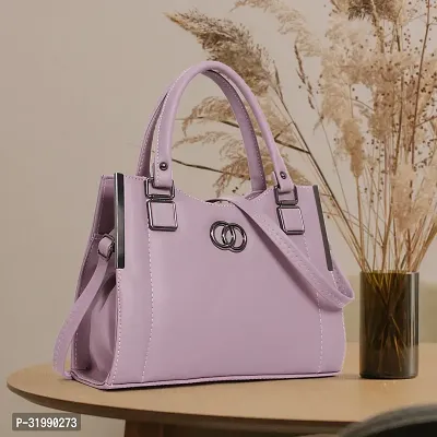 Stylish Pink PU Solid Handbag For Women-thumb0