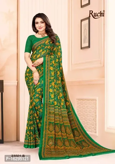 Trendy Printed Chiffon Saree with Blouse