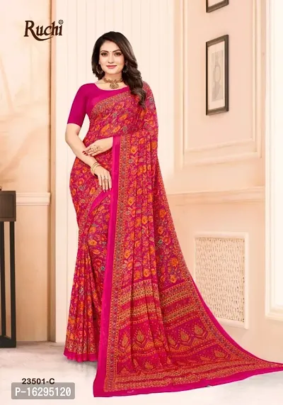 Trendy Printed Chiffon Saree with Blouse