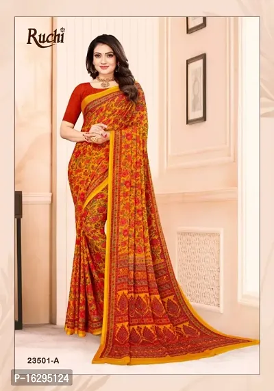 Trendy Printed Chiffon Saree with Blouse