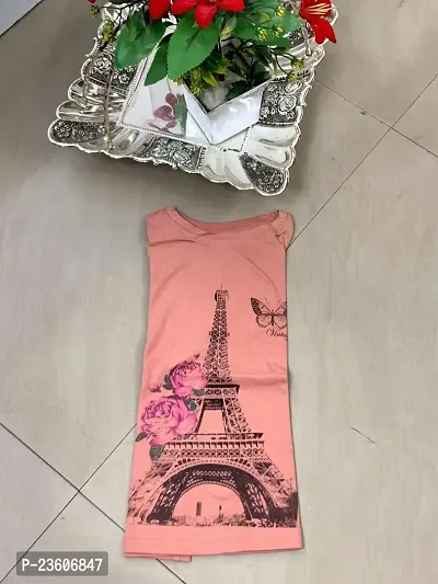 Anjali Designer Attries Girls Cotton All-Over Print T-Shirt Regular Fit in Peach Color-thumb5