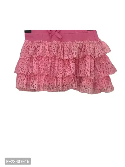 Anjali Designer Attries Girls Funky Kids Ruffled Layers Floral net Skirt (3 to 5 yrs) Pink