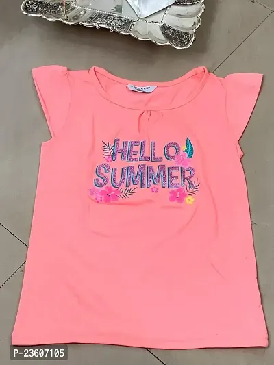 Anjali Designer Attries Baby Girls' Toddler Kind Hello Summer Coral Tee Pink-thumb3