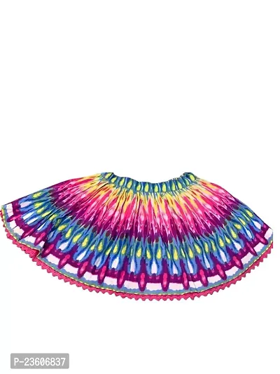 Anjali Designer Attries Girl's Printed Cotton Detailing with pompo Lace at Bottom Multicolour Skirt (4 to 8yrs)-thumb0