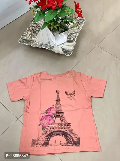 Anjali Designer Attries Girls Cotton All-Over Print T-Shirt Regular Fit in Peach Color-thumb3