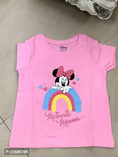 Anjali Designer Attires Minnie Mouse Toddler Girls Ruffle T-Shirt Pink-thumb2