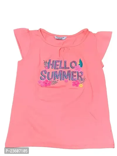 Anjali Designer Attries Baby Girls' Toddler Kind Hello Summer Coral Tee Pink-thumb0