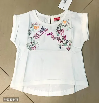 Anjali Designer Attries Girl's Regular Fit T-Shirt Floral Embroidery Top Round Neck White-thumb4