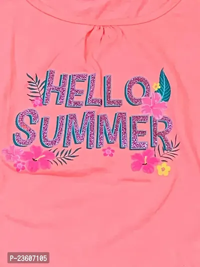 Anjali Designer Attries Baby Girls' Toddler Kind Hello Summer Coral Tee Pink-thumb5