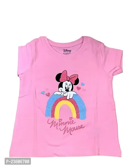 Anjali Designer Attires Minnie Mouse Toddler Girls Ruffle T-Shirt Pink-thumb0