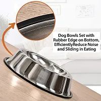 FOURESTA Dog Bowl 725 ml combo (Pack of 2) Large Pet Bowl Anti-Skid Bowl with Rubber Ring for Dogs Pets (Plain)-thumb3