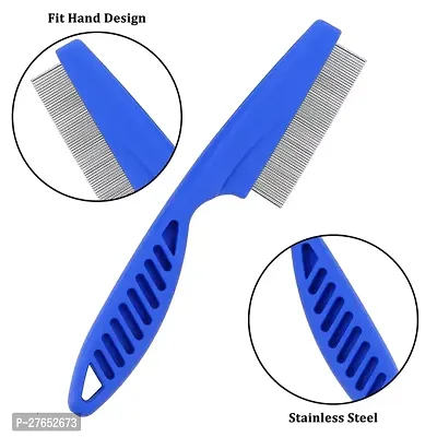 Flea Comb Pet Cat Dog Lice Comb Nit Remover Grooming Brush Tools - Stainless Steel Fine Teeth- Color May Vary-thumb5