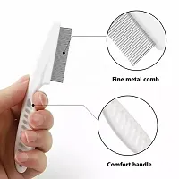 Flea Comb Pet Cat Dog Lice Comb Nit Remover Grooming Brush Tools - Stainless Steel Fine Teeth- Color May Vary-thumb1