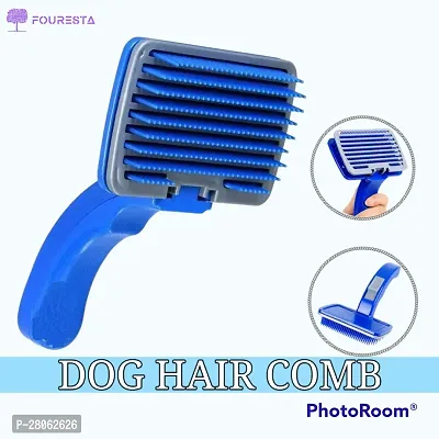 FOURESTA Pet Slicker Brush - Large Size with Auto Cleaning Button, Ideal for Dogs, Cats, and Horses-thumb0