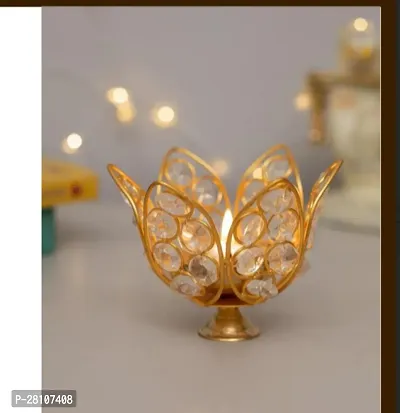 Crystal Diya Gold Plated With 24 Stone