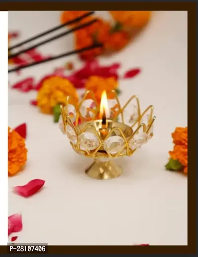 Crystal Diya Gold Plated With 11 Stone-thumb0