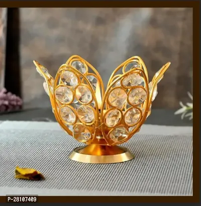 Crystal Diya Gold Plated With 36 Stone