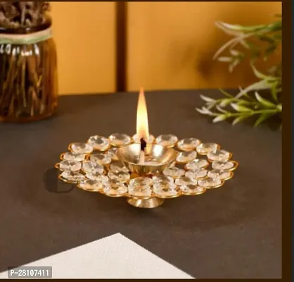 Crystal Diya Gold Plated With 40 Stone