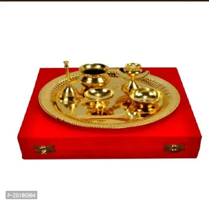 Golden Plated Pooja Thali AA28-thumb0