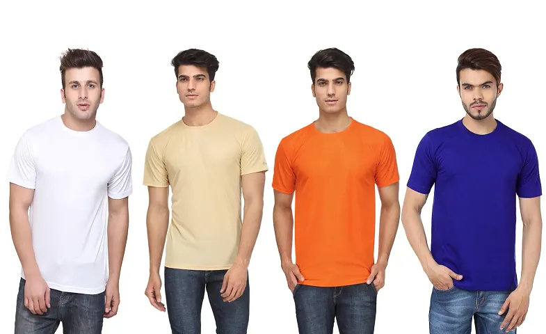 Men's Solid Round Neck Tees Combo Of 4