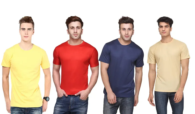 Men's Solid Round Neck Tees Combo Of 4