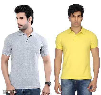 Classy Multicoloured Polyester Polo Neck T-Shirt For Men (Pack Of 2)