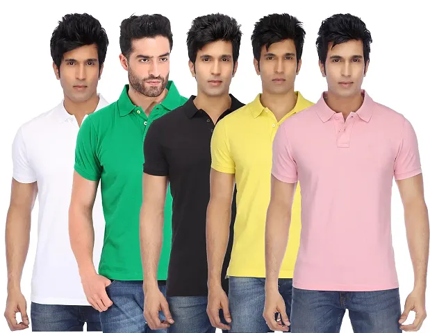 Reliable Blend Solid Polos For Men