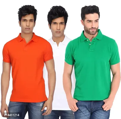 Classy Multicoloured Polyester Polo Neck T-Shirt For Men (Pack Of 3)