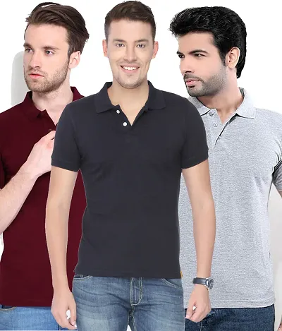 Reliable Blend Solid Polos For Men