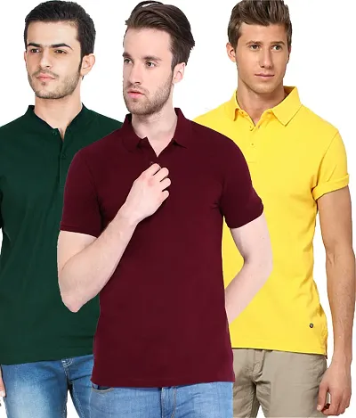 Reliable Blend Solid Polos For Men