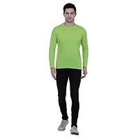 Classy Green Solid Polyester Round Neck T-Shirt For Men-thumb2