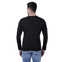 Classy Black Solid Polyester Round Neck T-Shirt For Men-thumb1