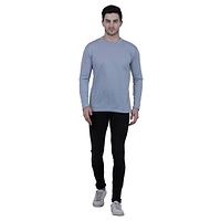 Classy Grey Solid Polyester Round Neck T-Shirt For Men-thumb2