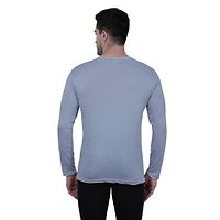 Classy Grey Solid Polyester Round Neck T-Shirt For Men-thumb1