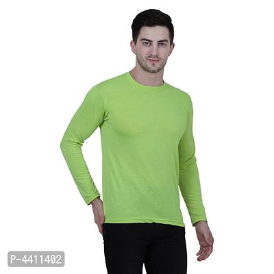Classy Green Solid Polyester Round Neck T-Shirt For Men-thumb0