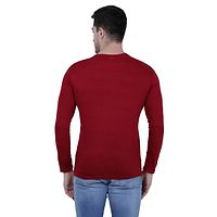 Classy Maroon Solid Polyester Round Neck T-Shirt For Men-thumb1