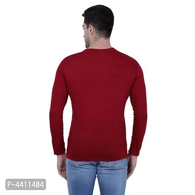 Classy Maroon Solid Polyester Round Neck T-Shirt For Men-thumb2