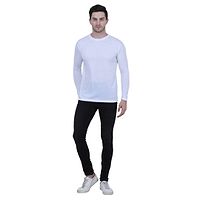 Classy White Solid Polyester Round Neck T-Shirt For Men-thumb2